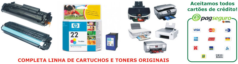 Linha completa de Cartuchos e Toners originais - Aceitamos todos os cartões de crédito